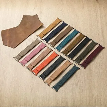 INI iWatch Band 100% Full Grain Leather Magnetic Link