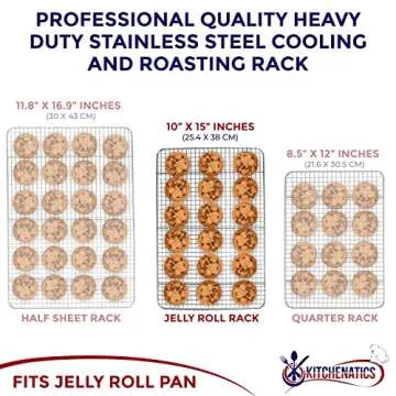 KITCHENATICS Jelly Roll Cooling Rack for Baking, Heavy-Duty Stainless Steel Baking Rack, Oven Safe R...