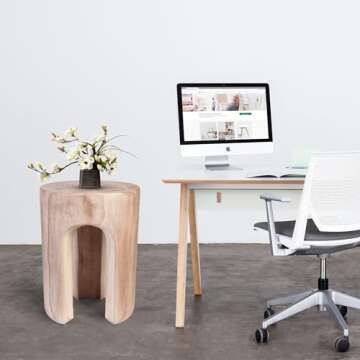 Athaliah Wood Side Table Stump End Table,17.8”H Rustic Wood Stump Side Table Stool,Wooden Round Si...