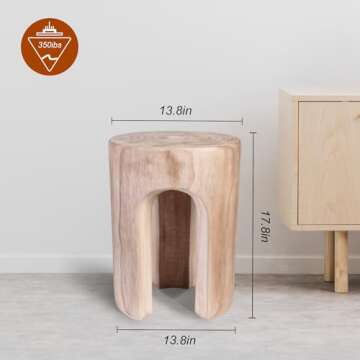 Athaliah Wood Side Table Stump End Table,17.8”H Rustic Wood Stump Side Table Stool,Wooden Round Side Table Stool Wooden Tree Stump End Table for Garden Patio Lawn Home Decor