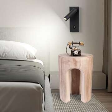 Athaliah Wood Side Table Stump End Table,17.8”H Rustic Wood Stump Side Table Stool,Wooden Round Side Table Stool Wooden Tree Stump End Table for Garden Patio Lawn Home Decor