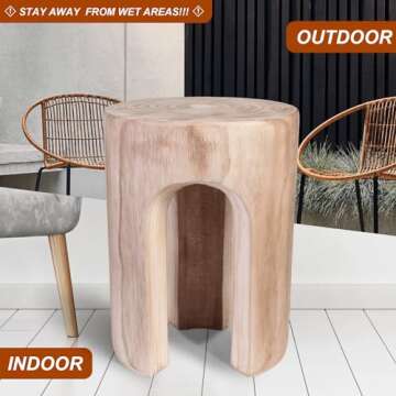 Athaliah Wood Side Table Stump End Table,17.8”H Rustic Wood Stump Side Table Stool,Wooden Round Side Table Stool Wooden Tree Stump End Table for Garden Patio Lawn Home Decor
