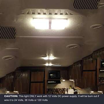 Facon 12V LED RV Interior Light Fixtures with On&Off Switch, 3400K Warm White, 12Volts DC Double Dome Under Cabinet Light, use for RV Motor-Homes Camper Caravan Trailer Boat