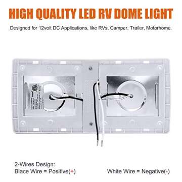 Facon 12V LED RV Interior Light Fixtures with On&Off Switch, 3400K Warm White, 12Volts DC Double Dome Under Cabinet Light, use for RV Motor-Homes Camper Caravan Trailer Boat