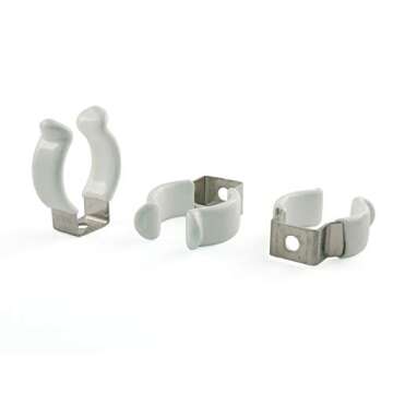 E-outstanding 20pcs T8 U Clips Holder Stainless Steel U Shaped Lampholder Support with Plastic Finish Strong Clamping Force Mounting Clip for Diameter 22-26mm Light-Emitting Diode Tube Lamp