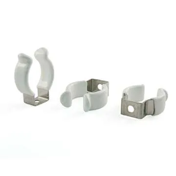 E-outstanding 20pcs T8 U Clips Holder Stainless Steel U Shaped Lampholder Support with Plastic Finish Strong Clamping Force Mounting Clip for Diameter 22-26mm Light-Emitting Diode Tube Lamp