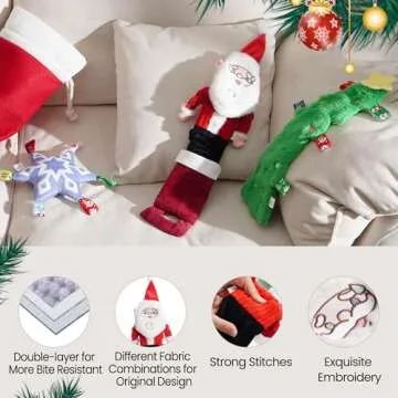 Nocciola 3 Pack Christmas Dog Toys, Interactive Crinkle Dog Squeaky Toys, Plush Dog Toys for Christmas, Christmas Chew Toys for Puppy Small Medium Large Dogs & Aggressive Chewers