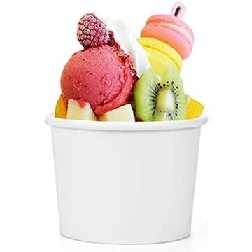 Hedume 120 Pack Ice Cream Cups - 8 oz Disposable Paper Dessert Bowls