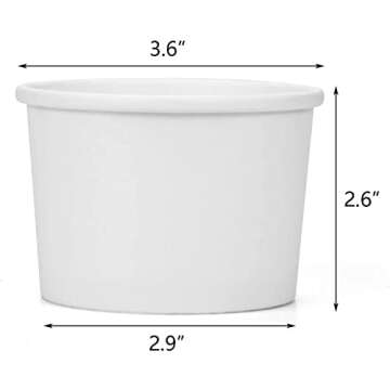 Disposable 8 oz Ice Cream Cups - 120 Pack