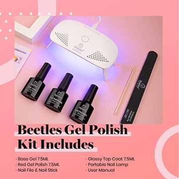 Beetles Red Gel Nail Polish Kit with UV LED Lamp