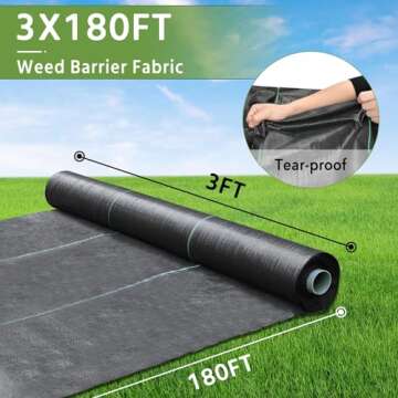 Pattiumo Weed Barrier Landscape Fabric 3x180FT 3.2oz Garden Weed Barrier Fabric Heavy Duty Woven Geotextile Fabric Weed Blocker Fabric Driveway Fabric Ground Cover Weed Barrier Mat Weed Control Fabric