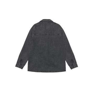 PLNOTME Womens Oversized Jean Jacket Casual Button Up Denim Overshirt Trendy Long Sleeve Denim Jacket Coat