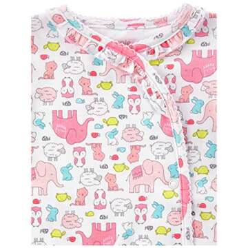 Simple Joys by Carter's Baby Girls' 2-Pack Cotton Snap Footed Sleep and Play, Pink Animal/Dots, Preemie