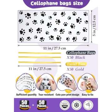 RUGVOMWM 123 Pcs Homemade Dog Treat Molds Silicone,Dog Treat Cookie Cutters,Including 2 Doggy Treat Mold,5+12 Cookie Cutters and, 4 Dog Treat Recipes Card, 50 Dog Treat Bags & 50 Gold Twist Tie