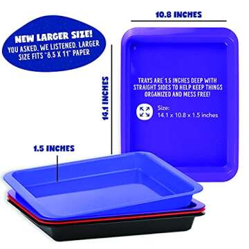 Activity Plastic Tray - Art & Crafts Organizer Tray, Serving Tray, Great for Crafts, Beads, Orbeez Water Beads, Painting (Set of 4 Colors - Pink, Yellow, Green, Orange)