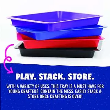 Activity Plastic Tray - Art & Crafts Organizer Tray, Serving Tray, Great for Crafts, Beads, Orbeez Water Beads, Painting (Set of 4 Colors - Pink, Yellow, Green, Orange)