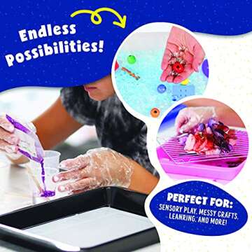 Activity Plastic Tray - Art & Crafts Organizer Tray, Serving Tray, Great for Crafts, Beads, Orbeez Water Beads, Painting (Set of 4 Colors - Pink, Yellow, Green, Orange)