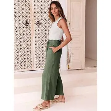 Stylish ANRABESS Women Linen Palazzo Pants for Summer
