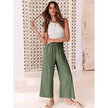 Stylish ANRABESS Women Linen Palazzo Pants for Summer