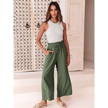 Stylish ANRABESS Women Linen Palazzo Pants for Summer