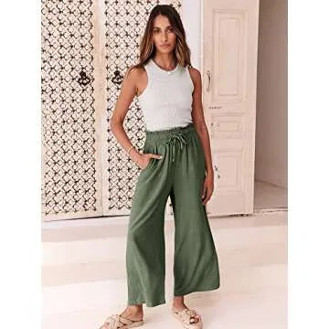 Stylish ANRABESS Women Linen Palazzo Pants for Summer