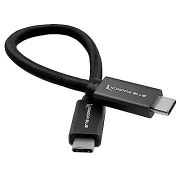KONDOR BLUE | 8.5" USB-C to USB-C Cable for SSD Recording & Charging - 8K Data and Power Delivery | ...
