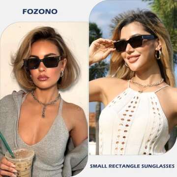 Fozono Retro Small Rectangle Sunglasses for Trendy Fashion Lovers