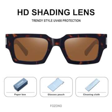 Fozono Retro Small Rectangle Sunglasses Trendy 90s Shades