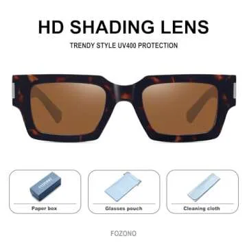 Fozono Retro Small Rectangle Sunglasses Trendy 90s Shades