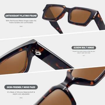 Fozono Retro Small Rectangle Sunglasses Trendy 90s Shades