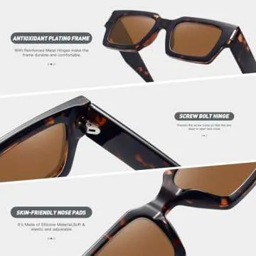 Fozono Retro Small Rectangle Sunglasses Trendy 90s Shades