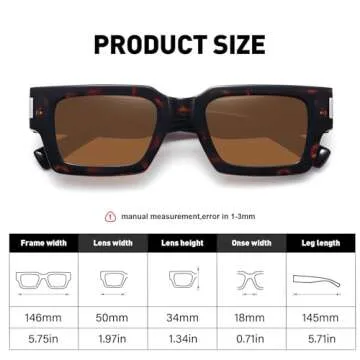 Fozono Retro Small Rectangle Sunglasses Trendy 90s Shades