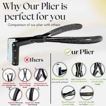 My Hair Tools Professional Tape in Hair Extensions Plier Stainless Steel Weft Extensions Tape Sealing Clamp Pliers Tool with Box Black human hair tape in extensions Styling Hair Tools, 7 Inch