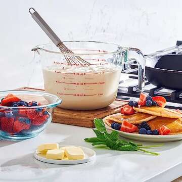 8 Cup Large Glass Measuring Cup - Kitchen Mixing Bowl, Liquid Measure Cups, Glass Bakeware Set, Punch Bowl, Batter Bowl.