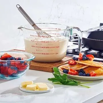 8 Cup Large Glass Measuring Cup - Kitchen Mixing Bowl, Liquid Measure Cups, Glass Bakeware Set, Punch Bowl, Batter Bowl.