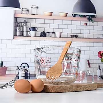 8 Cup Large Glass Measuring Cup - Kitchen Mixing Bowl, Liquid Measure Cups, Glass Bakeware Set, Punch Bowl, Batter Bowl.