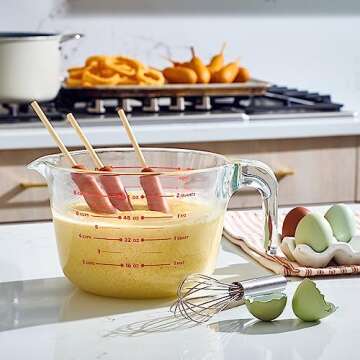 8 Cup Large Glass Measuring Cup - Kitchen Mixing Bowl, Liquid Measure Cups, Glass Bakeware Set, Punch Bowl, Batter Bowl.