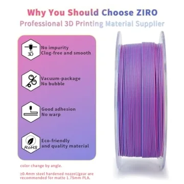 ZIRO Rosy Cloud PLA Multicolor 3D Filament, 1KG