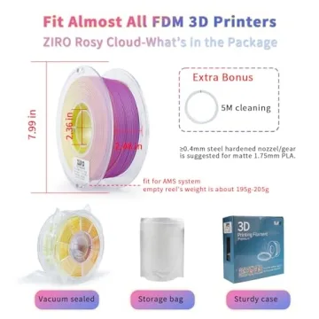 ZIRO Rosy Cloud PLA Multicolor 3D Filament, 1KG