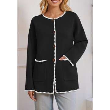 MEROKEETY Women's Oversized Cardigan Sweaters Fall 2024 Open Front Button Up Knit Jackets with Pocke...
