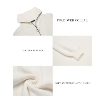 HOTOUCH Long Sleeve Knit Quarter Zip Sweater Dress for Women