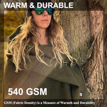 Durable EKTOS Military Wool Blanket for Outdoor Comfort