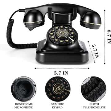 Retro Landline Vintage Phone with Redial Function