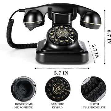 Retro Landline Vintage Phone with Redial Function