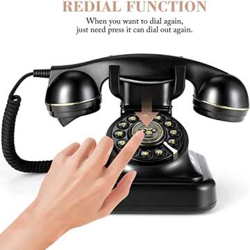Retro Landline Vintage Phone with Redial Function