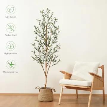 Kazeila 6FT Faux Silk Olive Tree for Home Decor