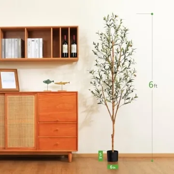 Kazeila 6FT Faux Silk Olive Tree for Home Decor