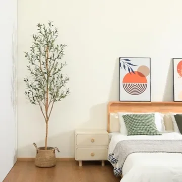 Kazeila 6FT Faux Silk Olive Tree for Home Decor