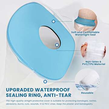 Povihome Knee Cast Cover for Shower, Adult Shower Watertight Knee Protector, TPU Durable Material, Leg Waterproof Cast Covers, Extra Large Capacity for Adult Broken Surgery, Wound and Burns Leg