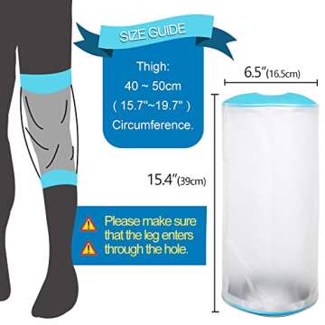 Povihome Knee Cast Cover for Shower, Adult Shower Watertight Knee Protector, TPU Durable Material, Leg Waterproof Cast Covers, Extra Large Capacity for Adult Broken Surgery, Wound and Burns Leg